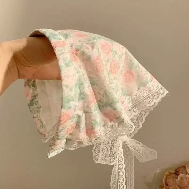 Retro artistic polka dot small square scarf, light and breathable small neckerchief scarf, Japanese-style decoration, fashionable silk scarf, curtain hair accessory, women's patchwork Korean version detail image 18