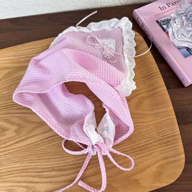 Retro artistic polka dot small square scarf, light and breathable small neckerchief scarf, Japanese-style decoration, fashionable silk scarf, curtain hair accessory, women's patchwork Korean version detail image 5