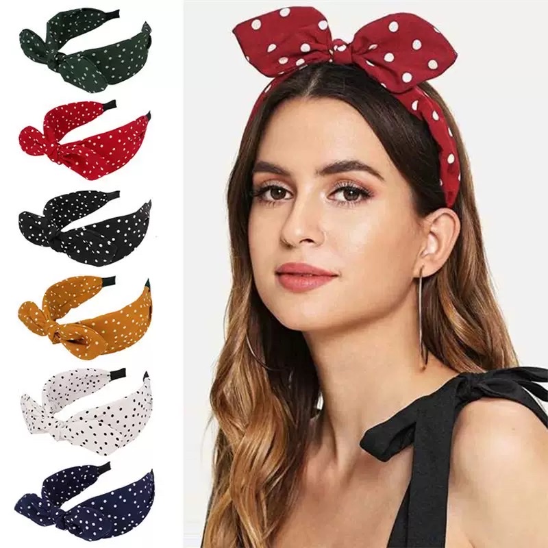 Korean-style patchwork polka dot hair band, women's headwear, hair accessory, hair band