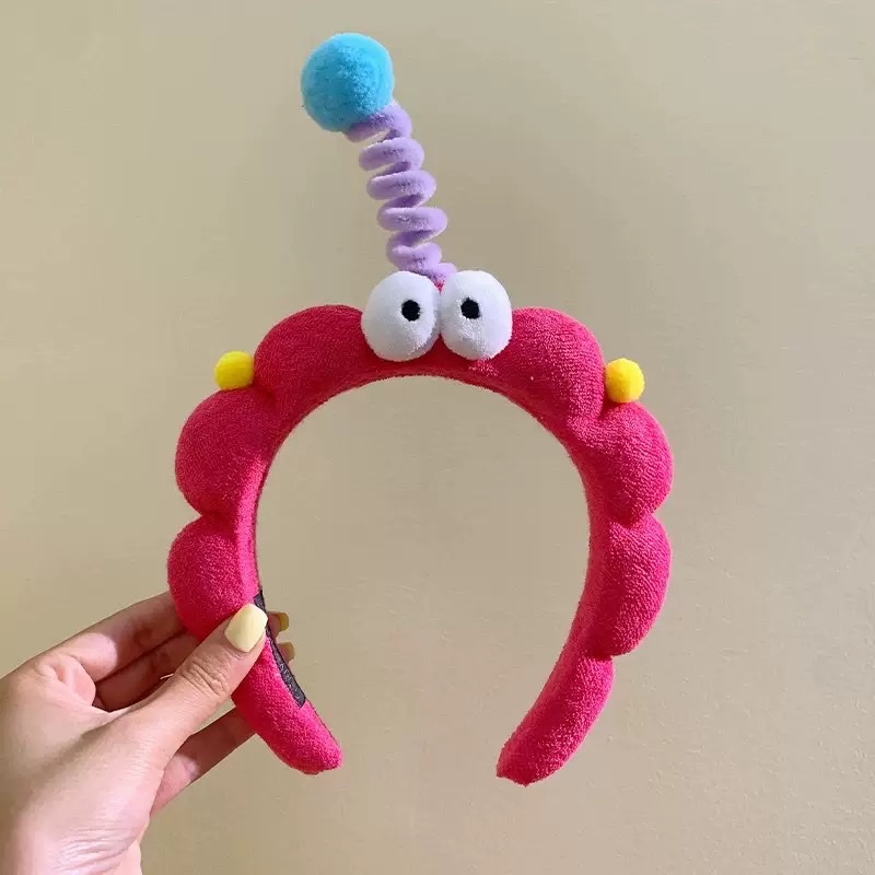 Star-style ~ Cute big-eyed mushroom hair band for girls, funny and sweet personality, high head headband, face wash hair accessory detail image 8
