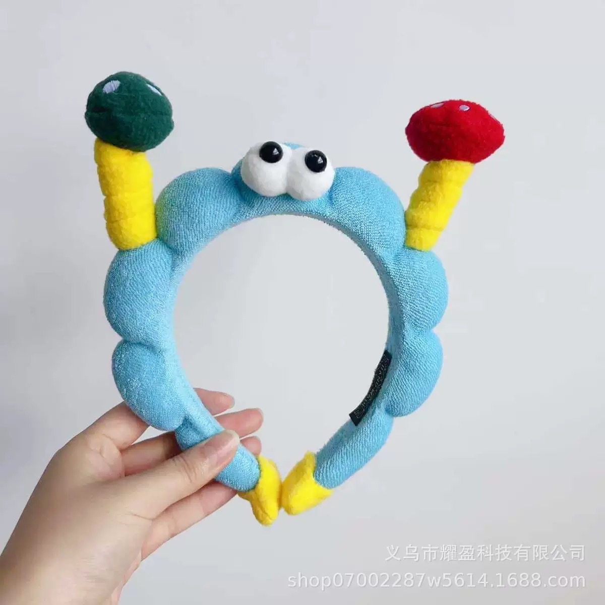 Star-style ~ Cute big-eyed mushroom hair band for girls, funny and sweet personality, high head headband, face wash hair accessory detail image 5