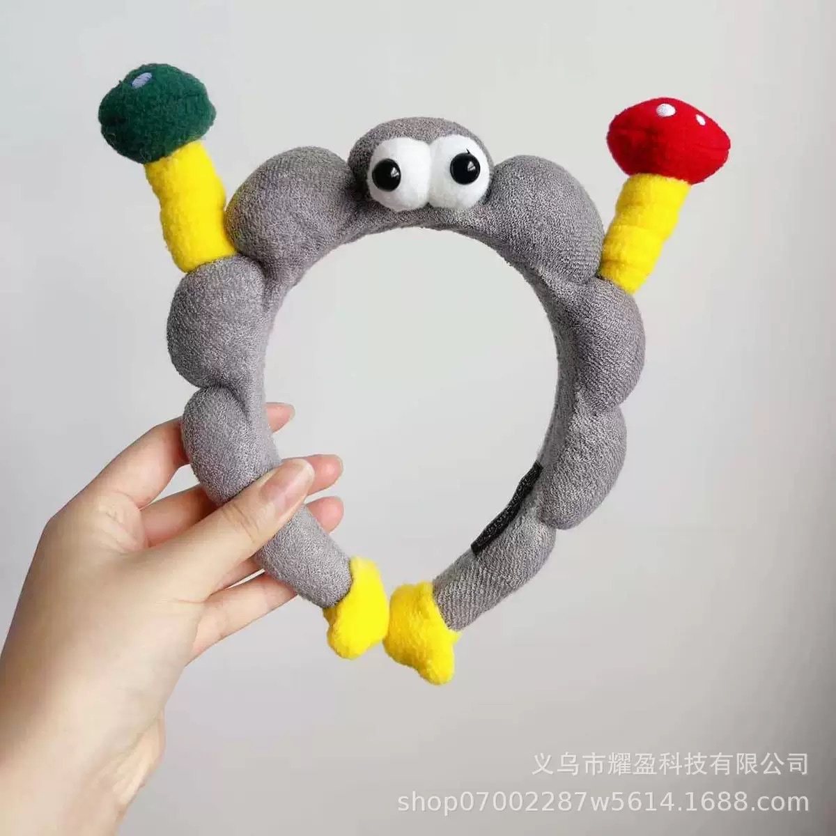 Star-style ~ Cute big-eyed mushroom hair band for girls, funny and sweet personality, high head headband, face wash hair accessory detail image 6