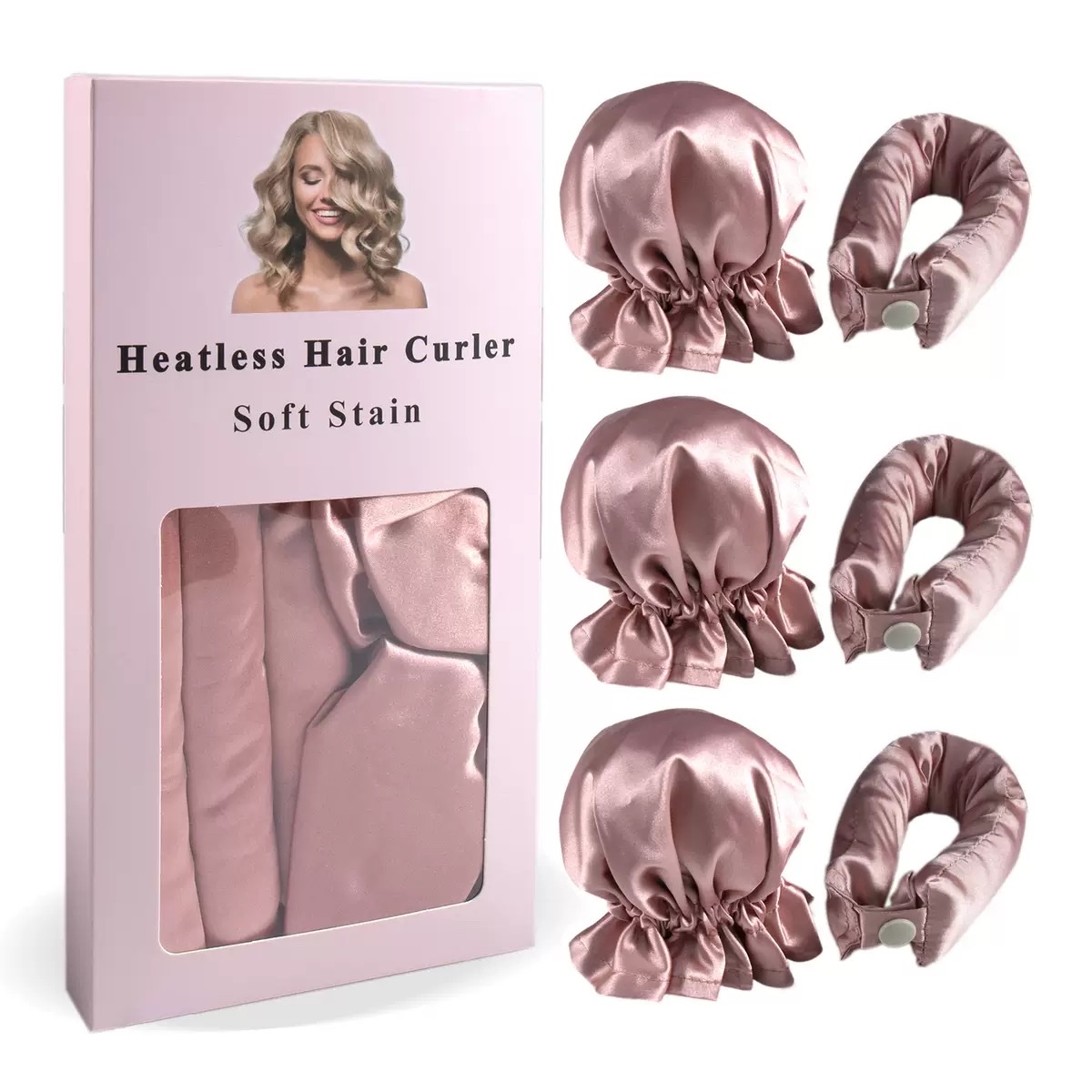 Boxed cross-border non-hot curling iron, big wave sleep lazy person's curling wonder BUN BONS curling mask set, curling machine detail image 4