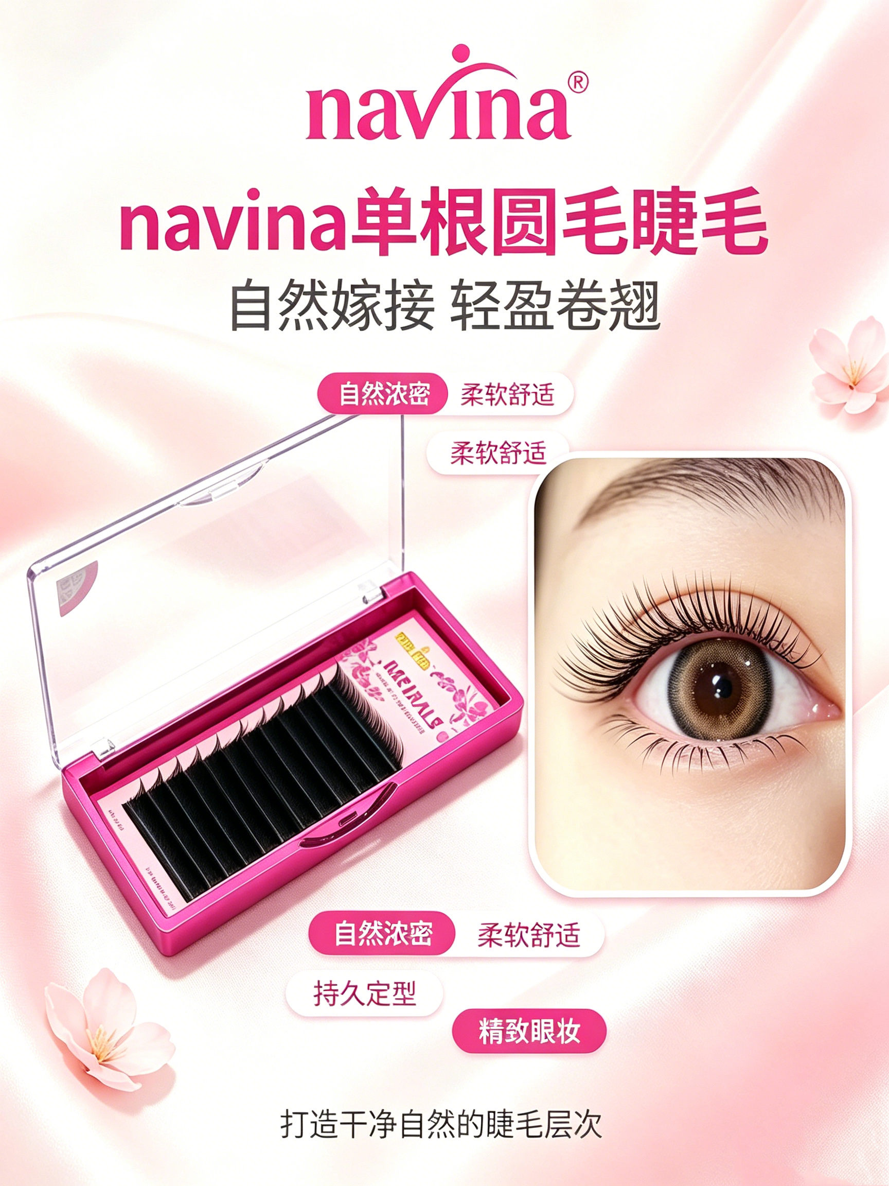 navina雅维雅嫁接睫毛单根种植睫毛自然日式款风吹动圆毛假睫毛睫毛 detail image 6
