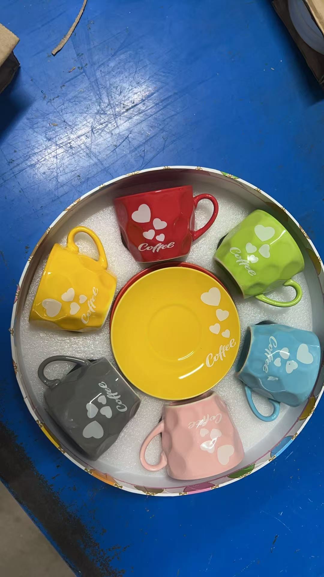 新骨瓷小咖啡杯碟  coffee set #6cup&6saucer#coffee cup陶瓷咖啡杯碟咖啡杯碟浮雕陶瓷杯
