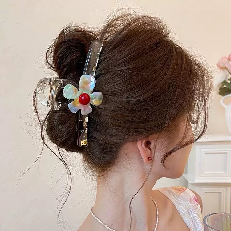 幻彩花朵~抓夹女头发鲨鱼夹独特漂亮发夹2026新款高级感大号发夹发夹发饰 detail image 3
