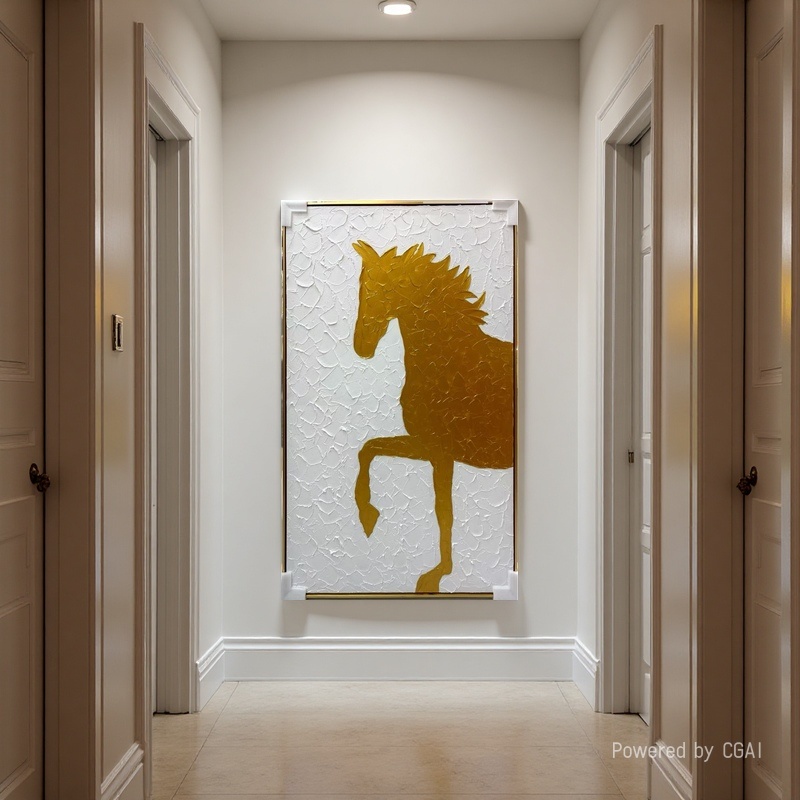 金色马剪影画作 画家居壁画立体画卧室床头装饰