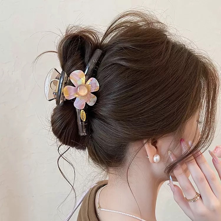 幻彩花朵~抓夹女头发鲨鱼夹独特漂亮发夹2026新款高级感大号发夹发夹发饰