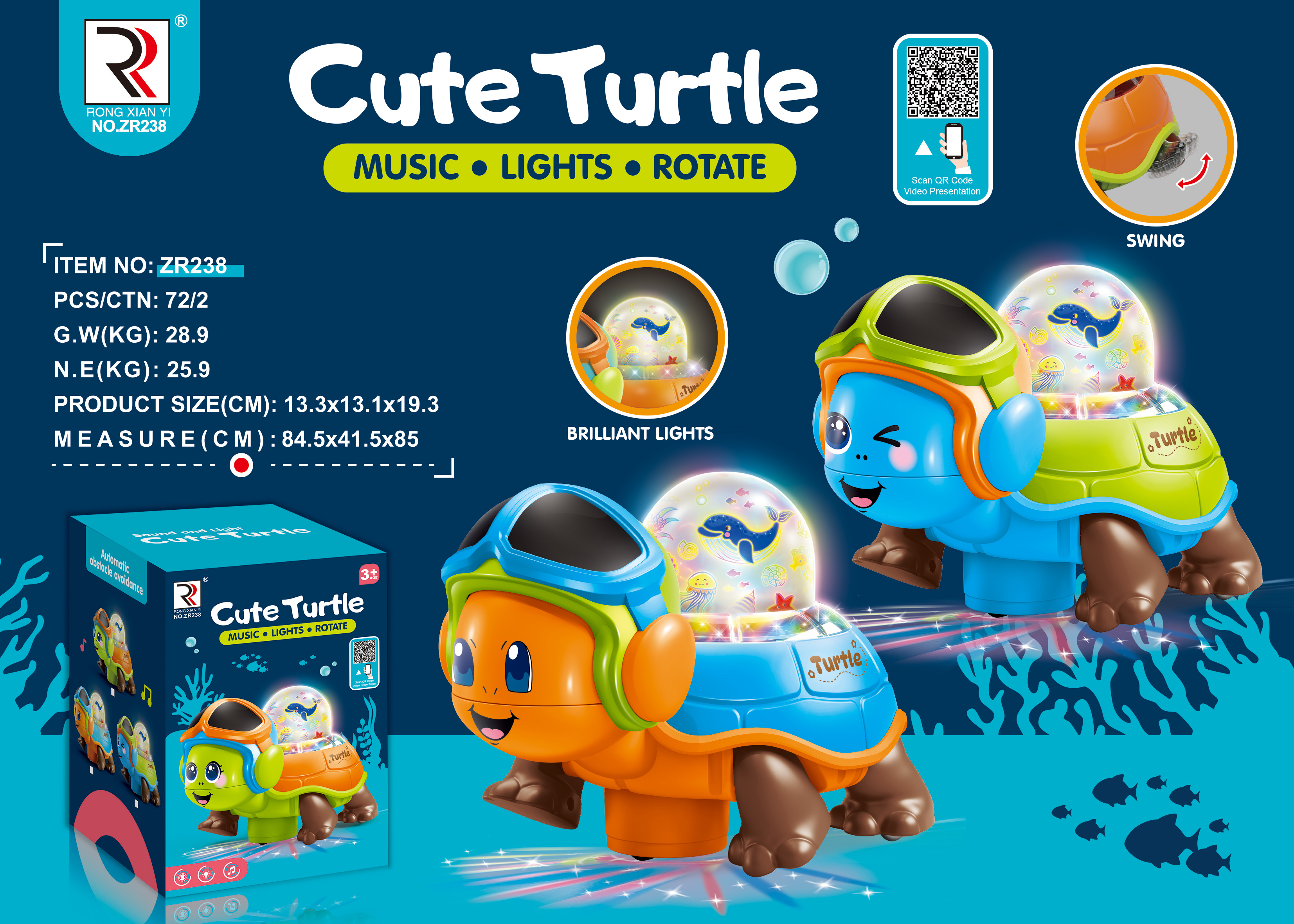 An electric little turtle that can change its face, walking in all directions with built-in lights and music, a great way to amuse kids. The electric face-changing turtle, with sound and light synchronization, is a super eye-catching flashing toy and a glowing toy