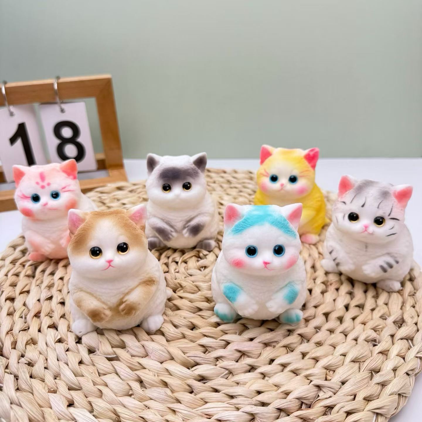 Mini Soft Rubber stress-relieving Little Cat Blind box figurine from "Little Chubby Cat Squeeze Fun"