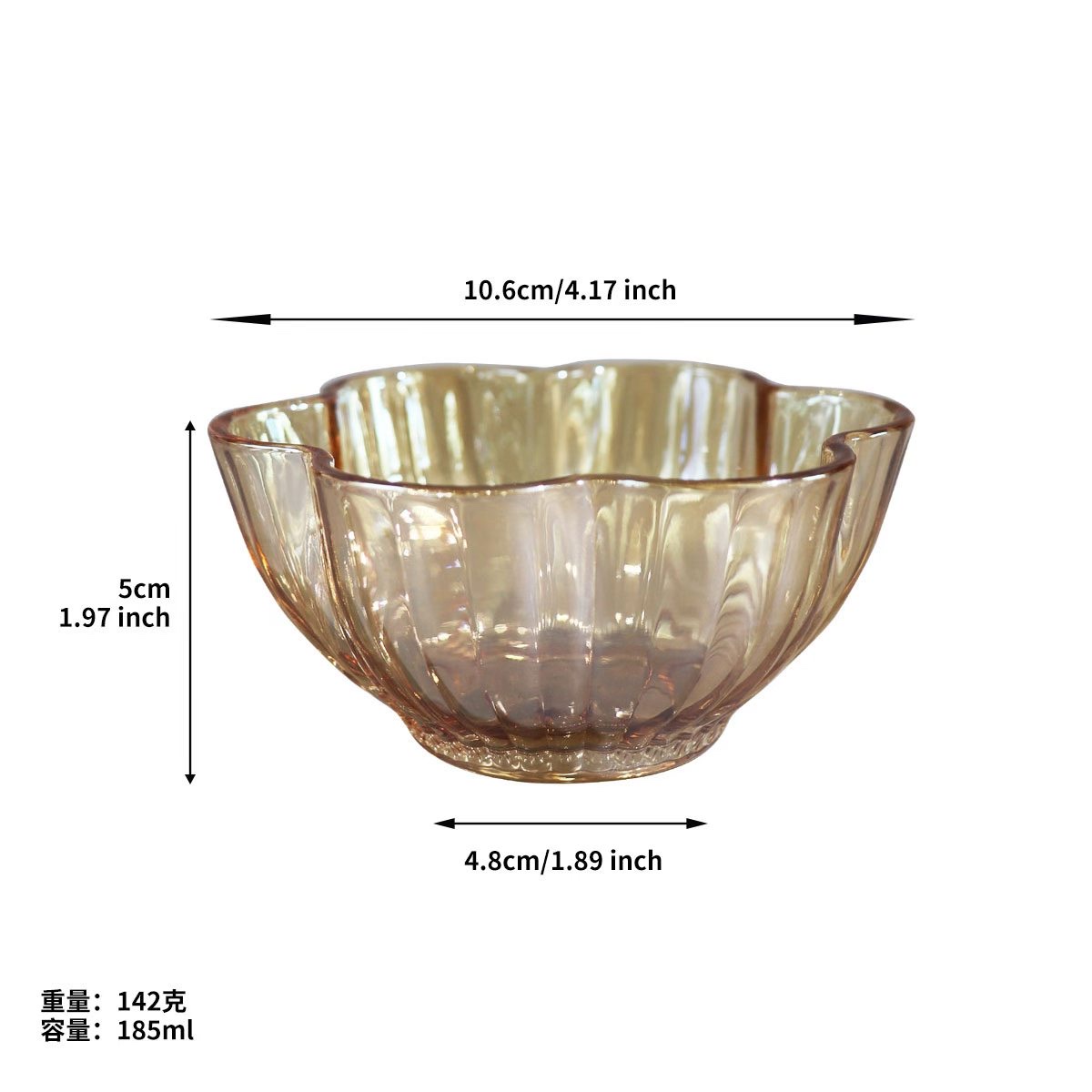 Glass flower bowl and plate set detail image 6