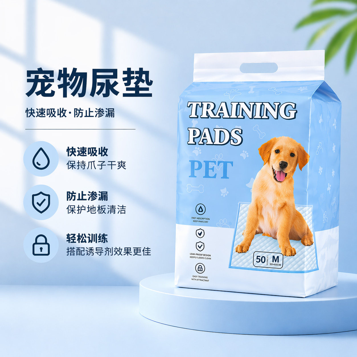 宠物尿垫100片除臭加厚吸水垫耐用训练一次性宠物用品