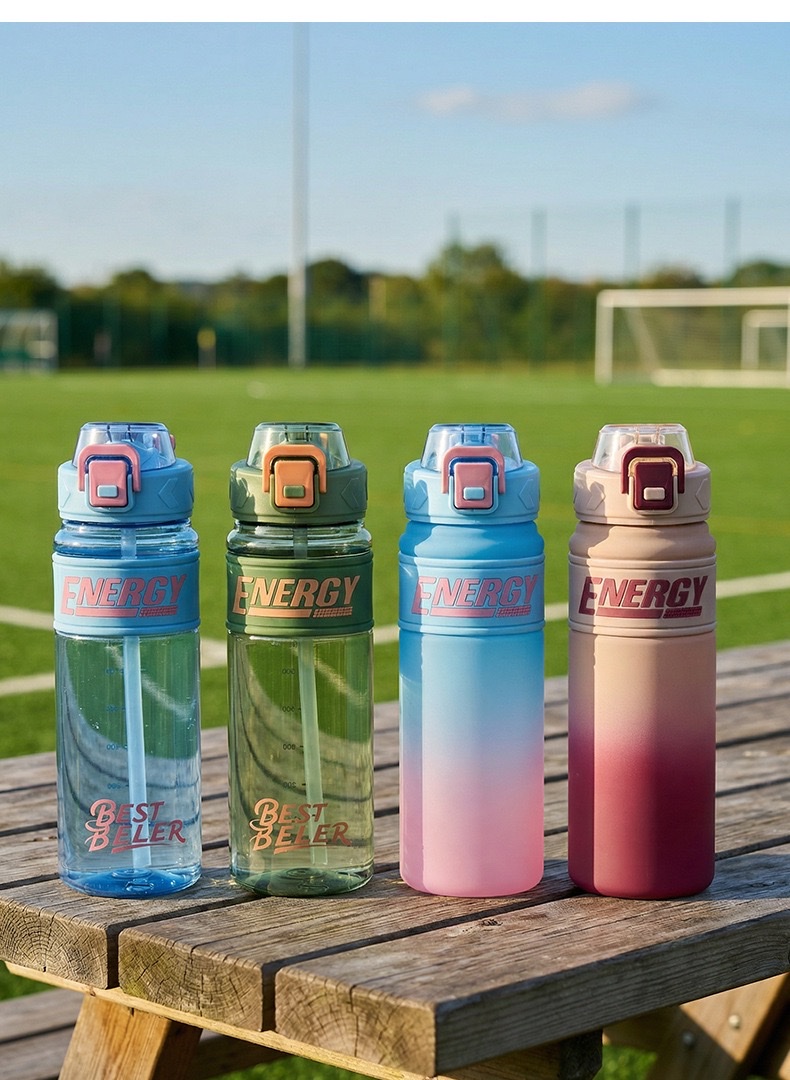 Summer high appearance level sports and fitness water cup, outdoor large-capacity straw cup, portable water bottle, anti-drop gradient plastic cup detail image 12