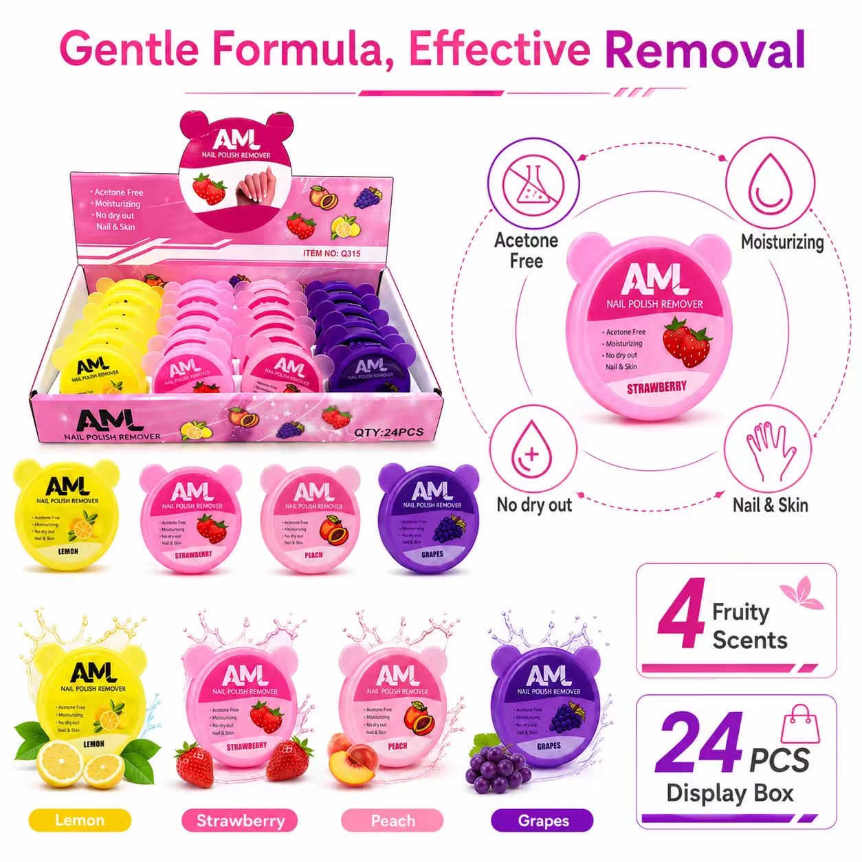 New cross-border nail polish remover, disposable nail polish remover, cotton pads, fruit-flavored moisturizing, factory direct sales detail image 4
