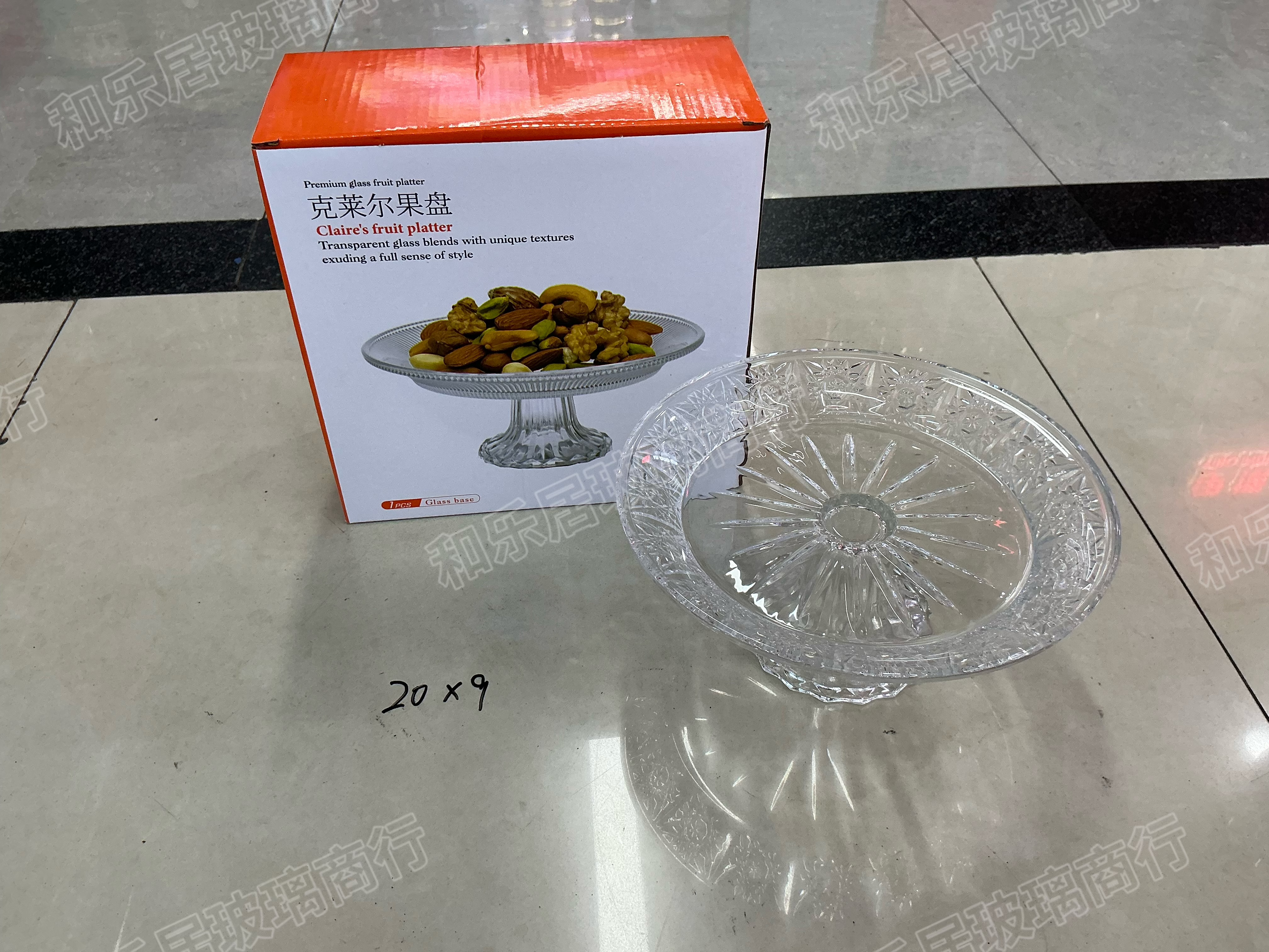Multi-specification glass fruit platters with gold edges detail image 6