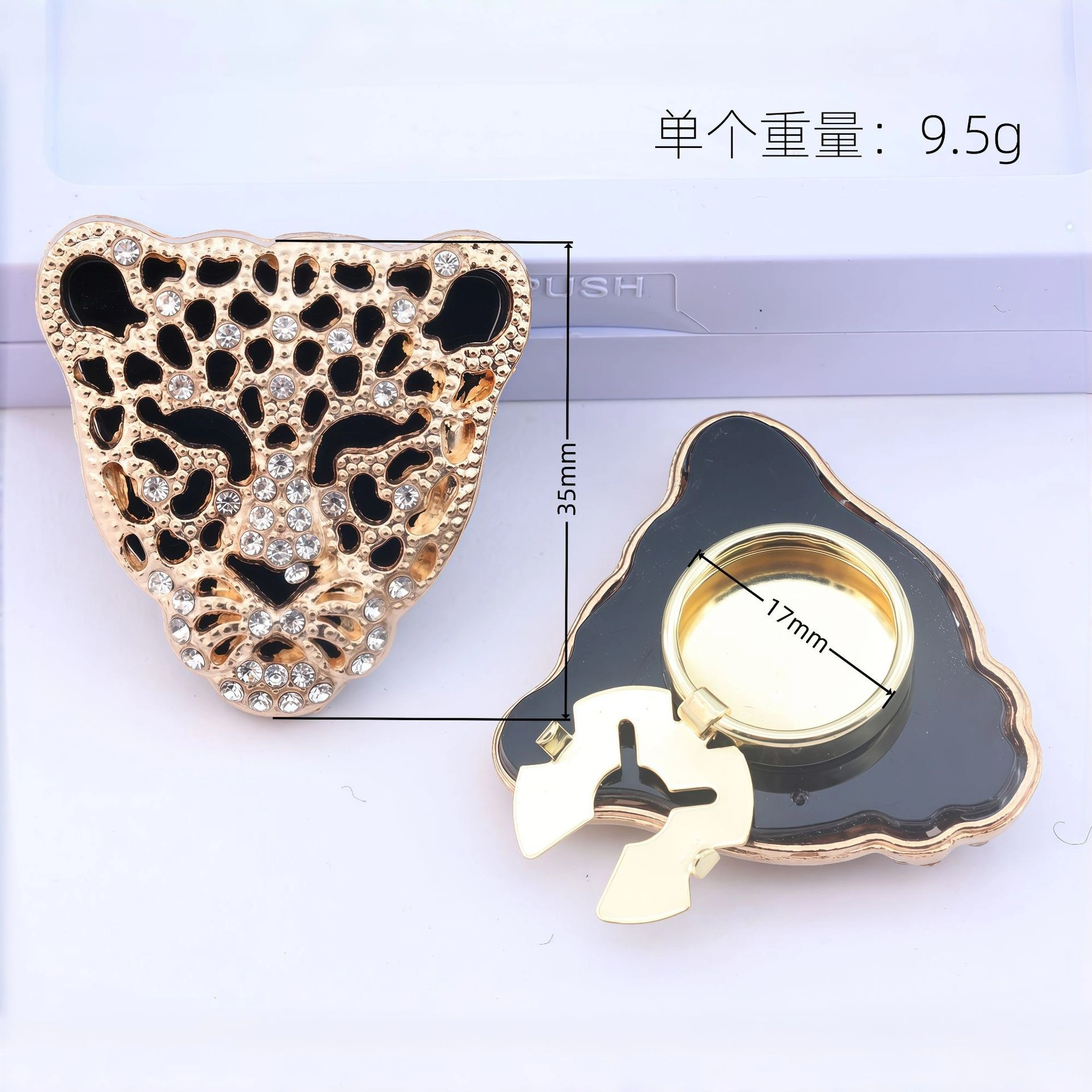button: Leopard head rhinestone shirt cufflinks, button cover, flower collar button, diamond decorative button cover, turtle mouth, cufflinks detail image 8