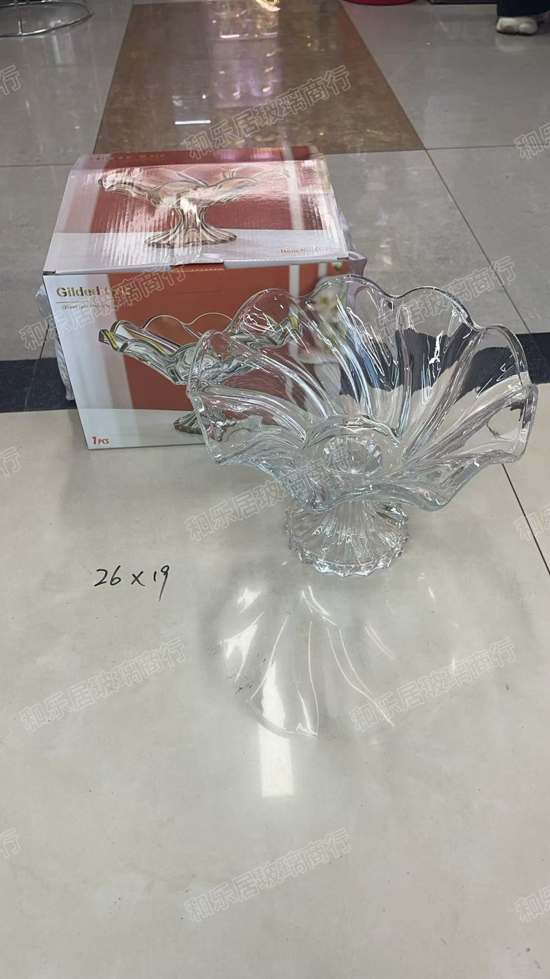 Multi-specification glass fruit platters with gold edges details Picture