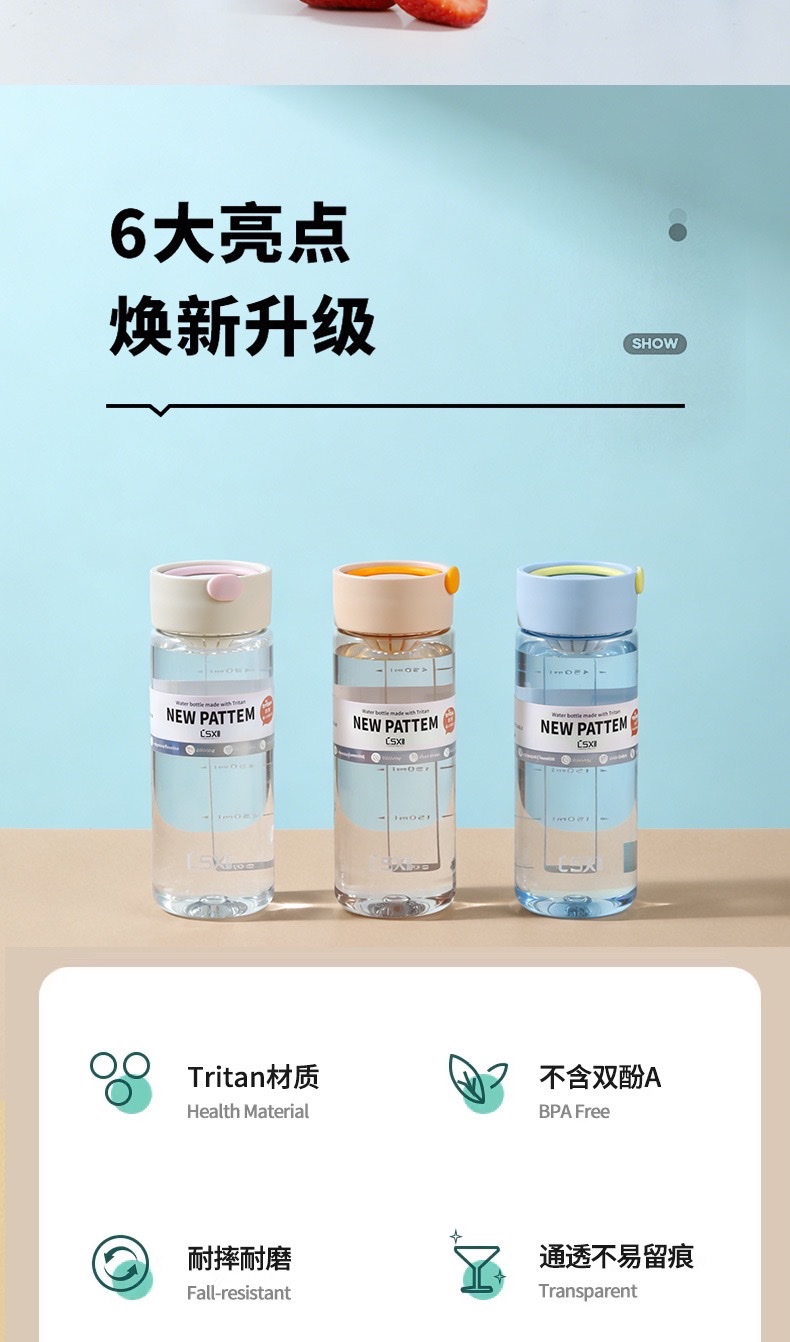 Portable tritan plastic water cup for both men and women, summer sports water bottle detail image 3