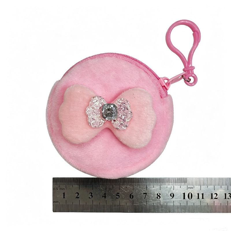 Round sparkling diamond bow coin purse, portable coin earphone, storage hook, key case, storage small bag wholesale Item Picture