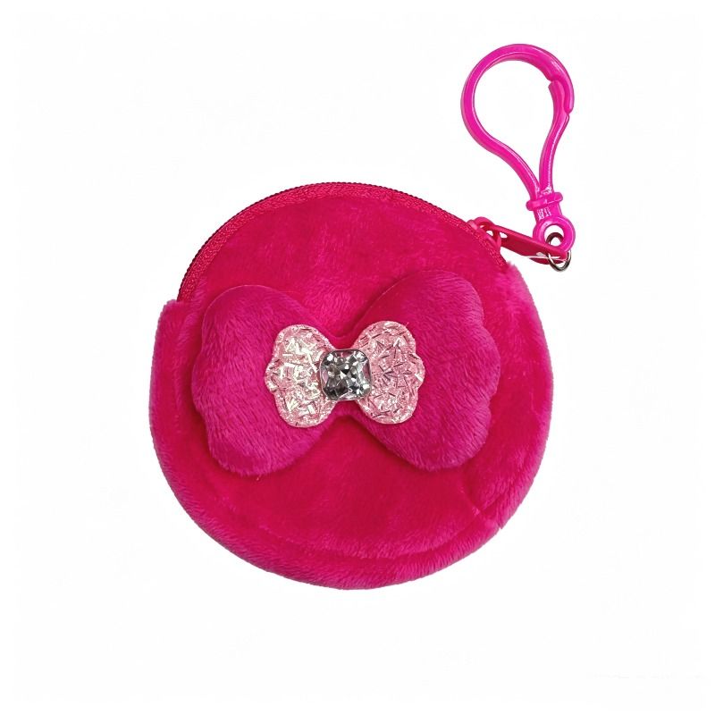 Round sparkling diamond bow coin purse, portable coin earphone, storage hook, key case, storage small bag wholesale details Picture