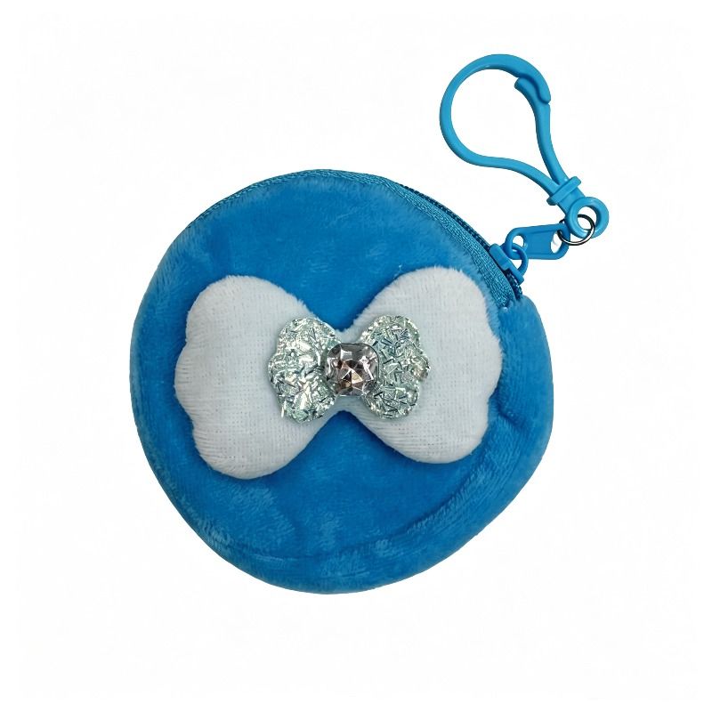 Round sparkling diamond bow coin purse, portable coin earphone, storage hook, key case, storage small bag wholesale Specification image