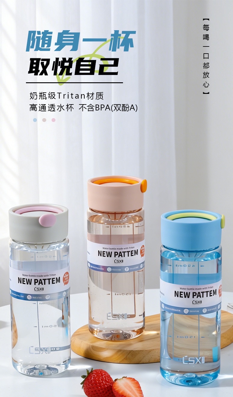 Portable tritan plastic water cup for both men and women, summer sports water bottle detail image 2
