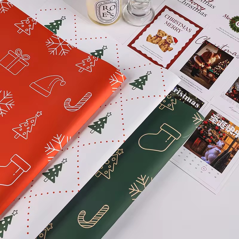 Christmas packaging, gift wrapping paper, packaging film, waterproof paper, flower packaging detail image 6