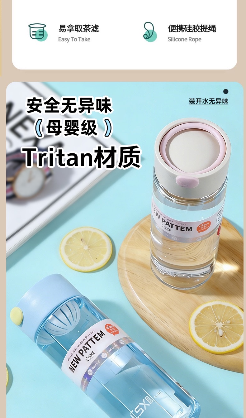 Portable tritan plastic water cup for both men and women, summer sports water bottle detail image 4