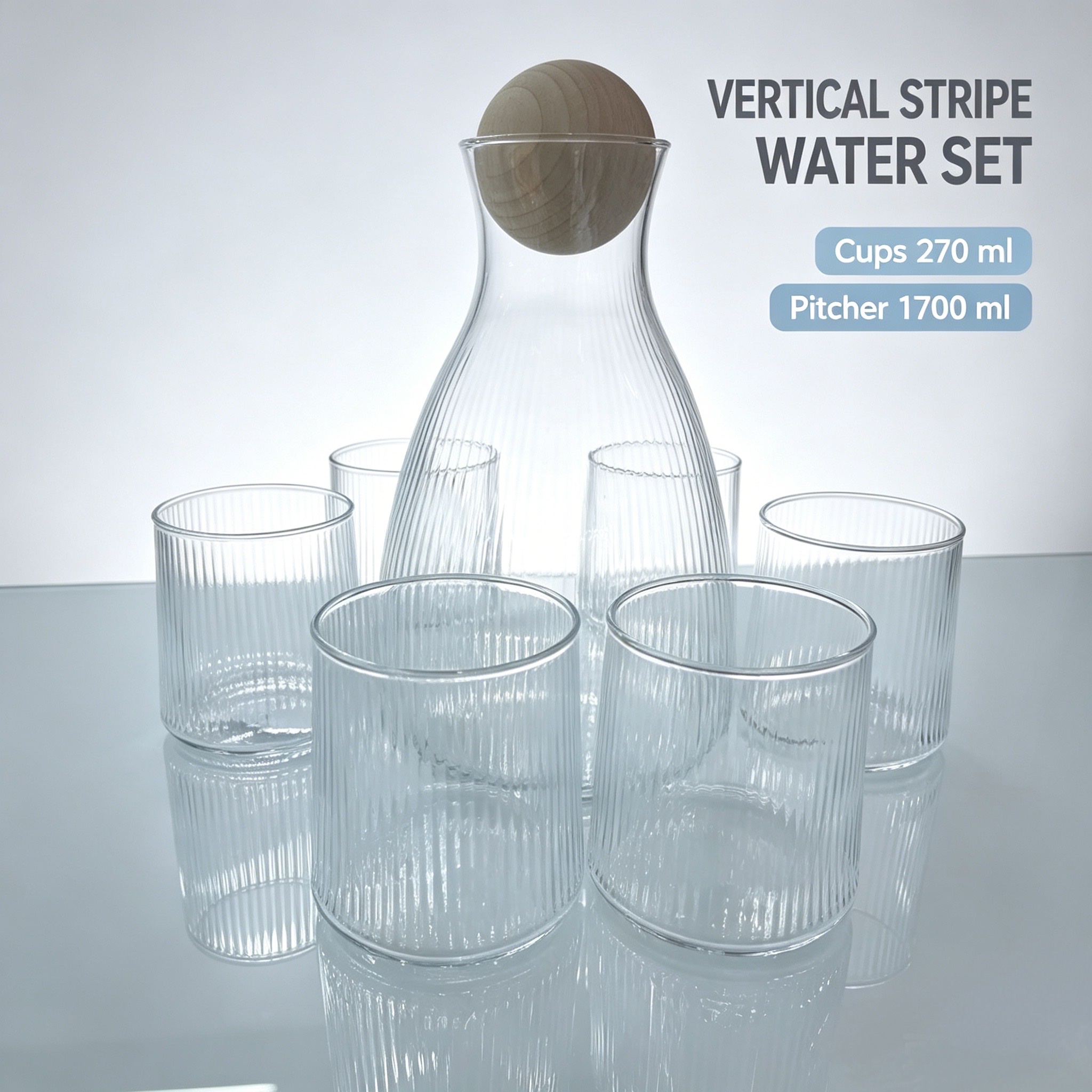 A seven-piece set of high borosilicate glass water