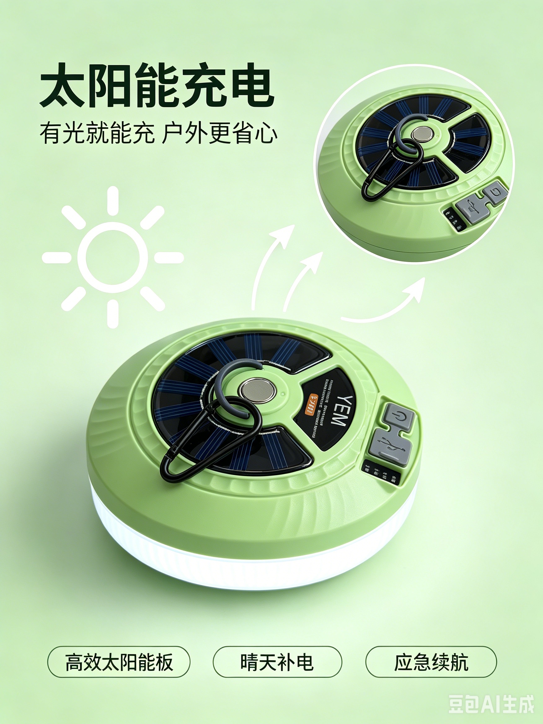 YEM新款大功率长续航可悬挂带磁铁锂电池应急灯细节图