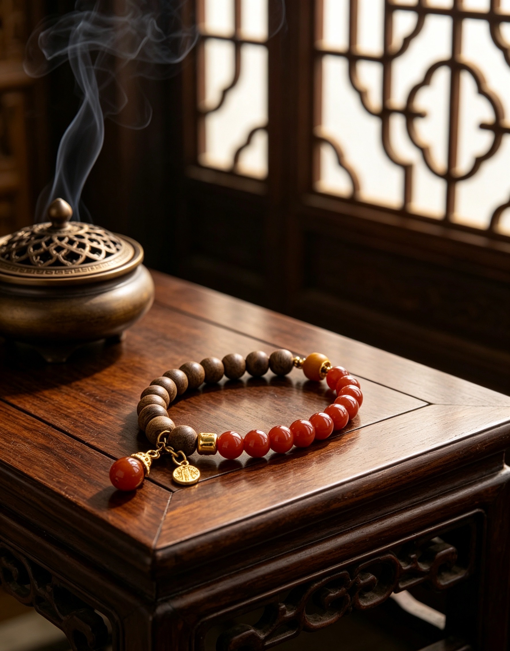 Red agate and fragrant pearl bracelet, natural crystal bracelet, niche design, high-end style bracelet Specification image
