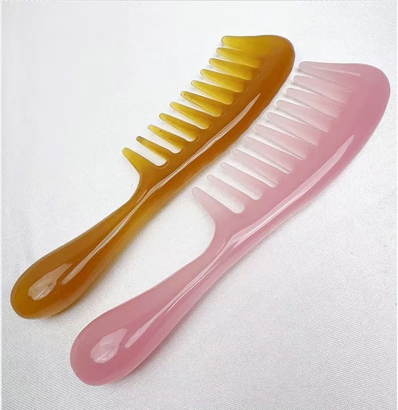 Zhengji Natural and environmentally friendly resin material wide-toothed hair smoothing massage comb, curling and straightening comb E detail image 13