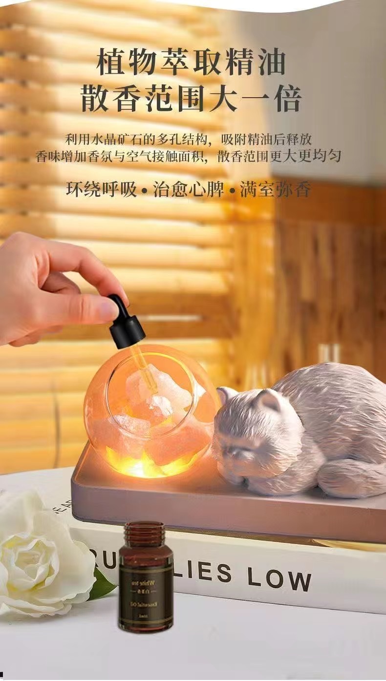 Zhengji Gypsum Cat Aromatherapy Home Bedroom and Study Creative Decoration, Diffuser stone, sleep-inducing fragrance Night light detail image 5