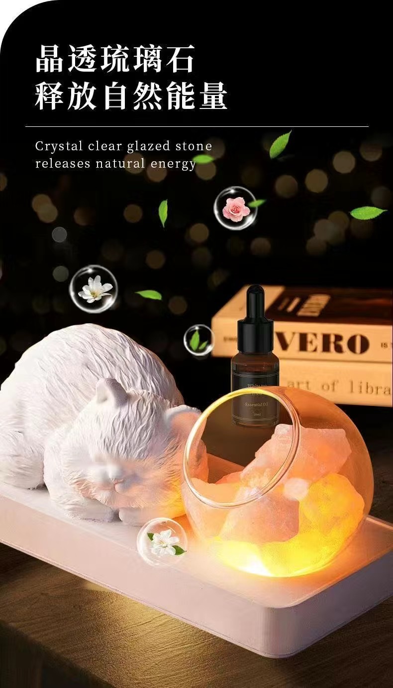 Zhengji Gypsum Cat Aromatherapy Home Bedroom and Study Creative Decoration, Diffuser stone, sleep-inducing fragrance Night light detail image 3
