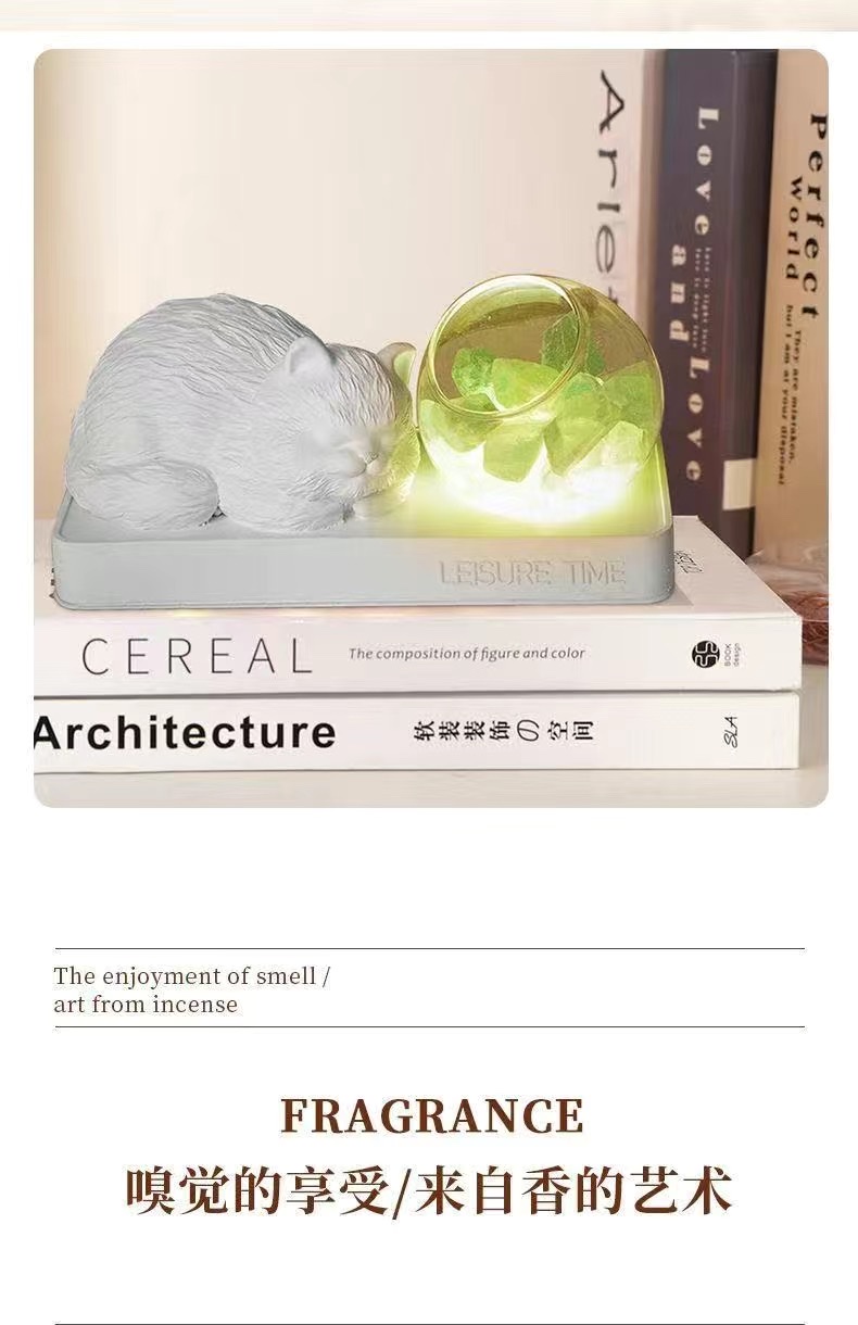 Zhengji Gypsum Cat Aromatherapy Home Bedroom and Study Creative Decoration, Diffuser stone, sleep-inducing fragrance Night light detail image 8