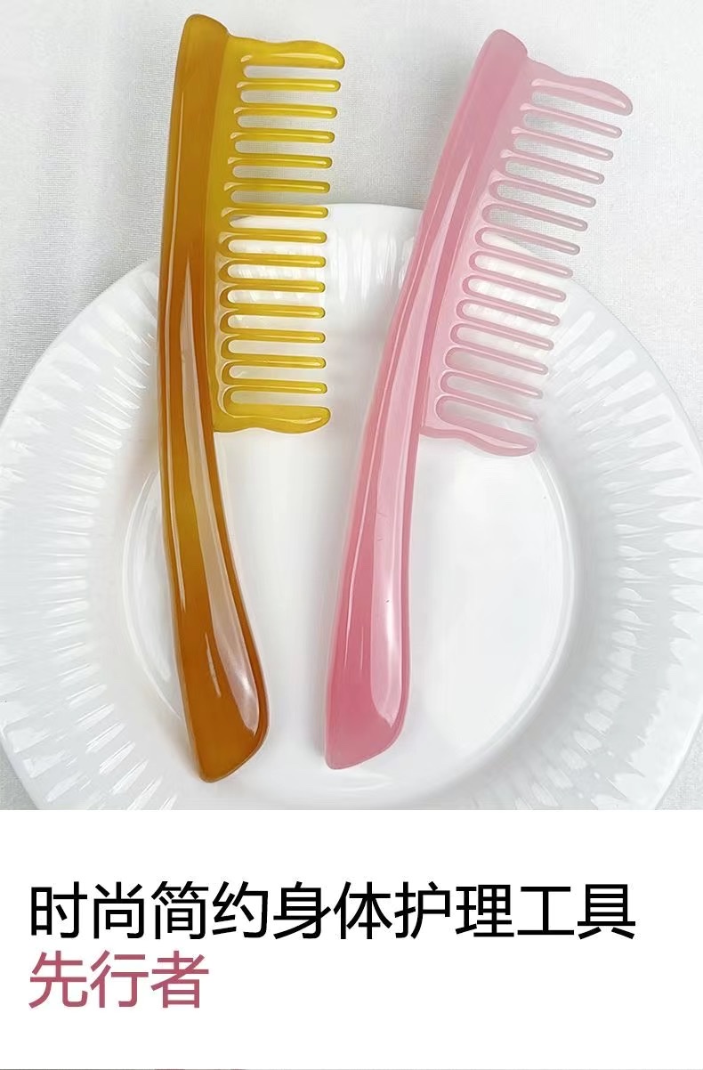 The Zhengji Massage Comb does not harm the scalp or pull hair. It is a wide-toothed, thick-handled resin massage hair smoothing comb detail image 15