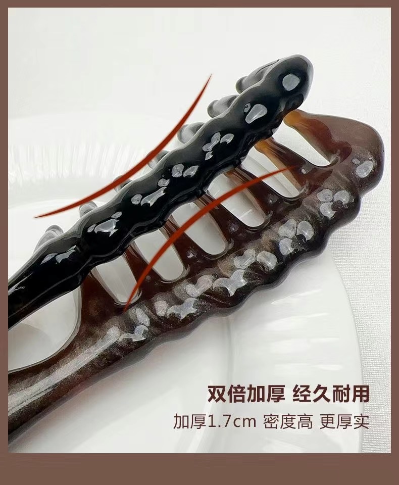 Zhengji Black Coffee-colored resin hair massage wavy wide-toothed comb, straight and curly hair comb, acupoint massage, relaxing scalp and stress-relieving magic tool F detail image 9