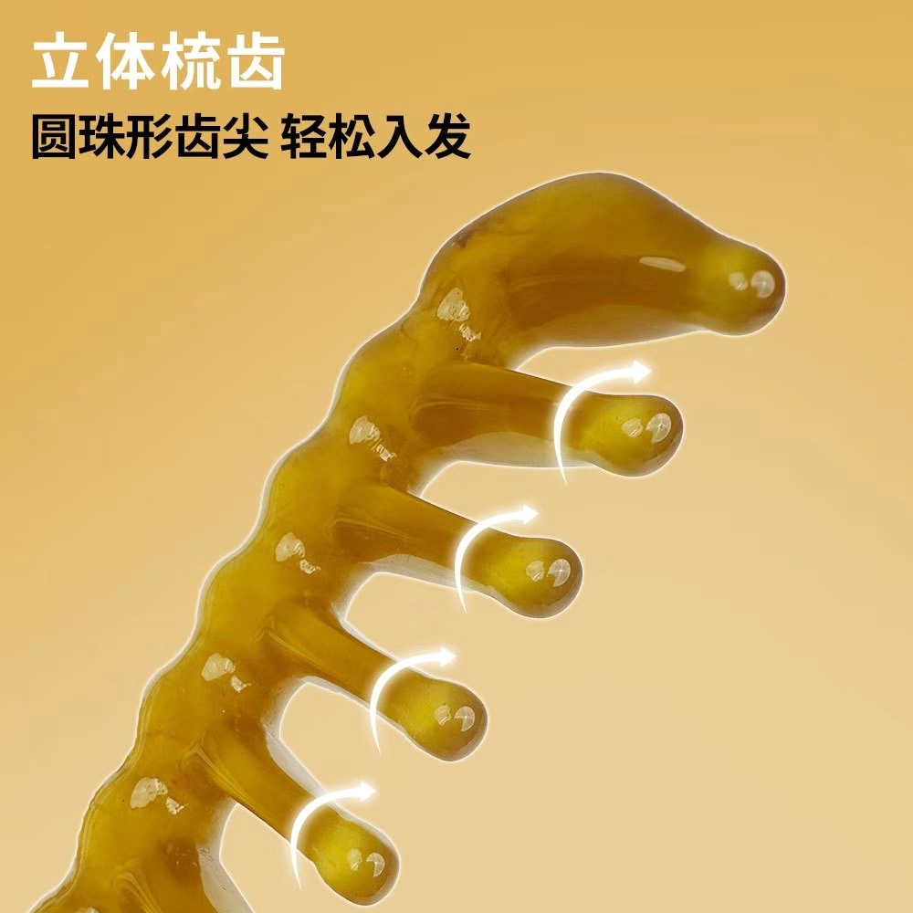 Zhengji Round-handled wide-toothed hair massage Comb, a magic tool for relaxing and relieving scalp meridians, Gua sha lifting resin comb F Item Picture