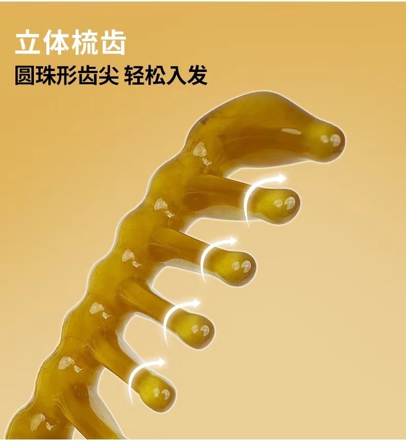 Zhengji Round-handled wide-toothed hair massage Comb, a magic tool for relaxing and relieving scalp meridians, Gua sha lifting resin comb F detail image 9