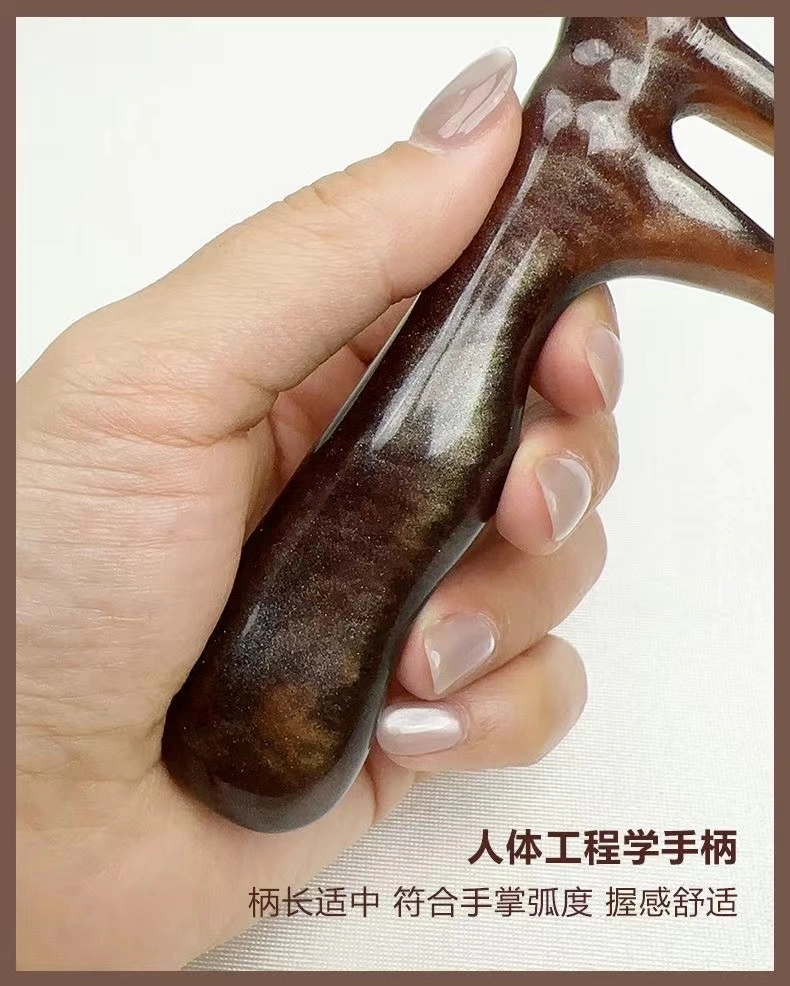Zhengji Black Coffee-colored resin hair massage wavy wide-toothed comb, straight and curly hair comb, acupoint massage, relaxing scalp and stress-relieving magic tool F detail image 6