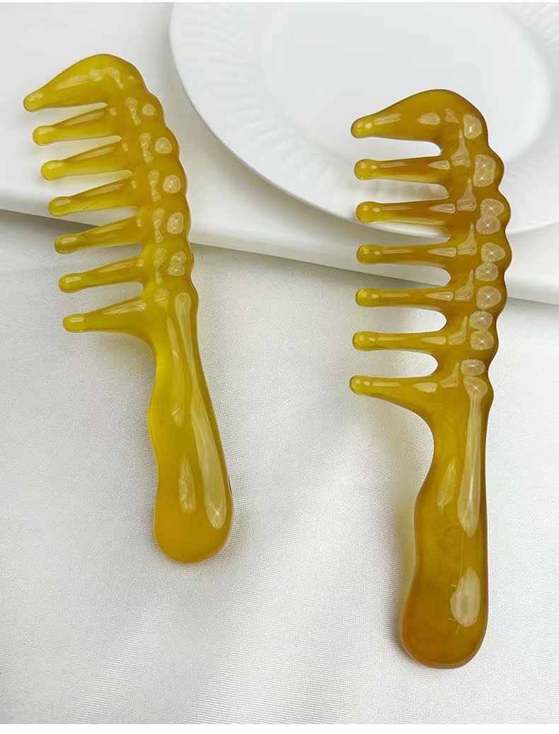 Zhengji Round-handled wide-toothed hair massage Comb, a magic tool for relaxing and relieving scalp meridians, Gua sha lifting resin comb F detail image 15