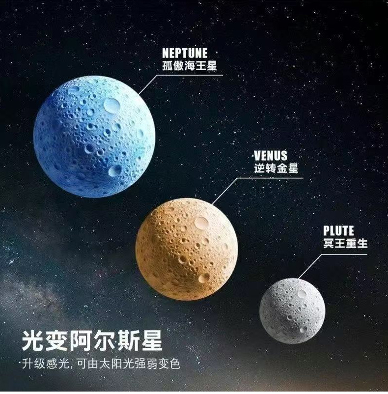 The state of Nirvana changes color when exposed to light! Ultraviolet light-sensitive color-changing luminous dream planet car ornaments, household items, birthday gifts detail image 2