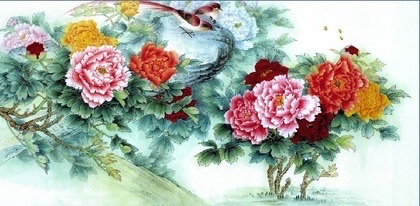 彩绘牡丹花鸟图装饰画客厅卧室挂画艺术壁画厂家批发厂家批发厂家批发厂家批发