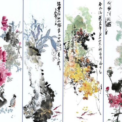 水墨花鸟画高清复刻绢本设色挂轴客厅书房装饰厂家批发厂家批发