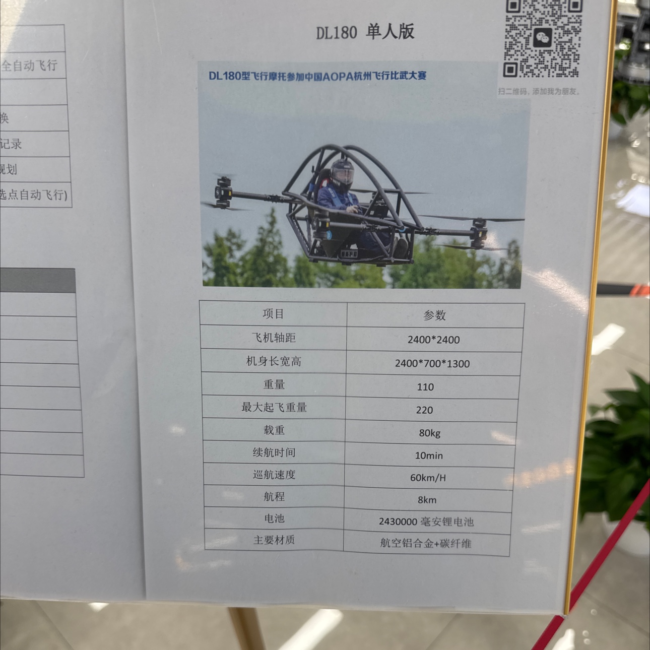DL180单人轻量化短途碳纤维航空铝材载人飞行器 detail image 2