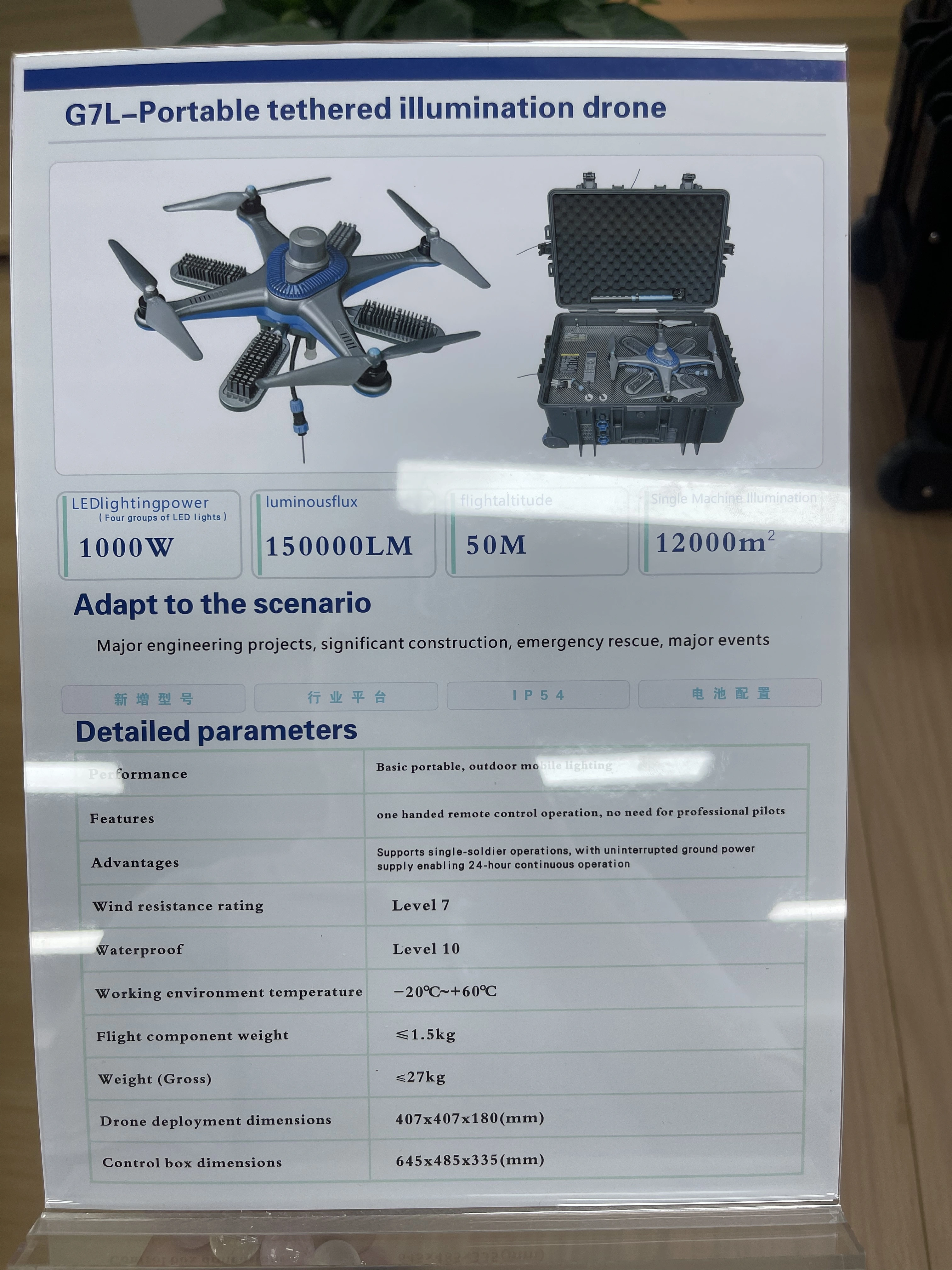Civil unmanned aerial vehicle (UAV) line-laying specialized machinery and industry equipment tethered lighting hovering UAVs detail image 3