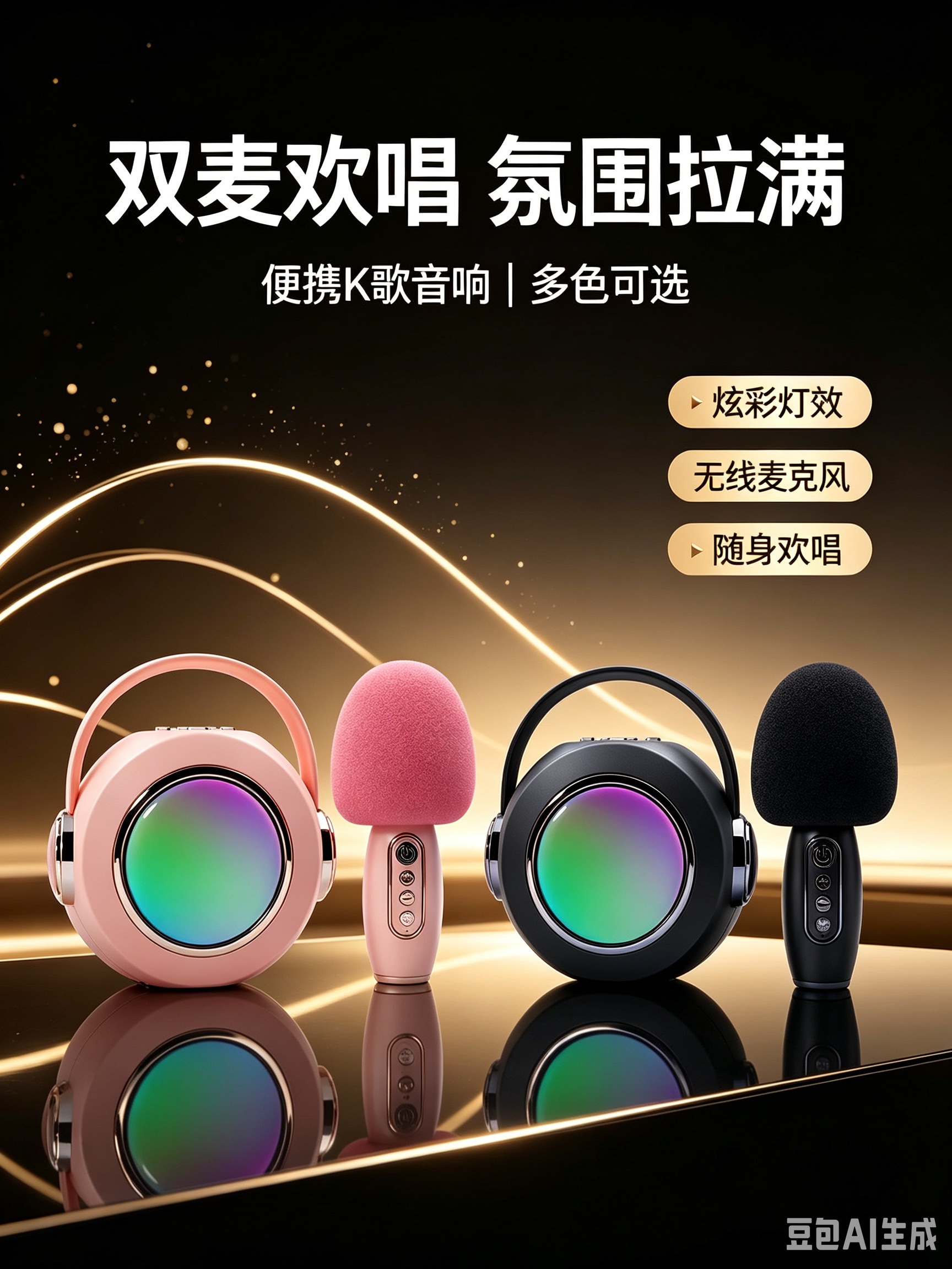 Wireless Bluetooth karaoke speaker with microphone detail image 2