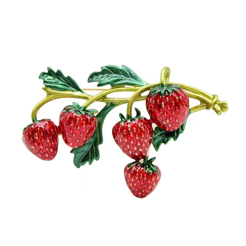 Fashionable oil painting, enamel fruit pins, cute strawberry brooches, cross-border fresh and simple accessories, and coats can be exquisite detail image 6