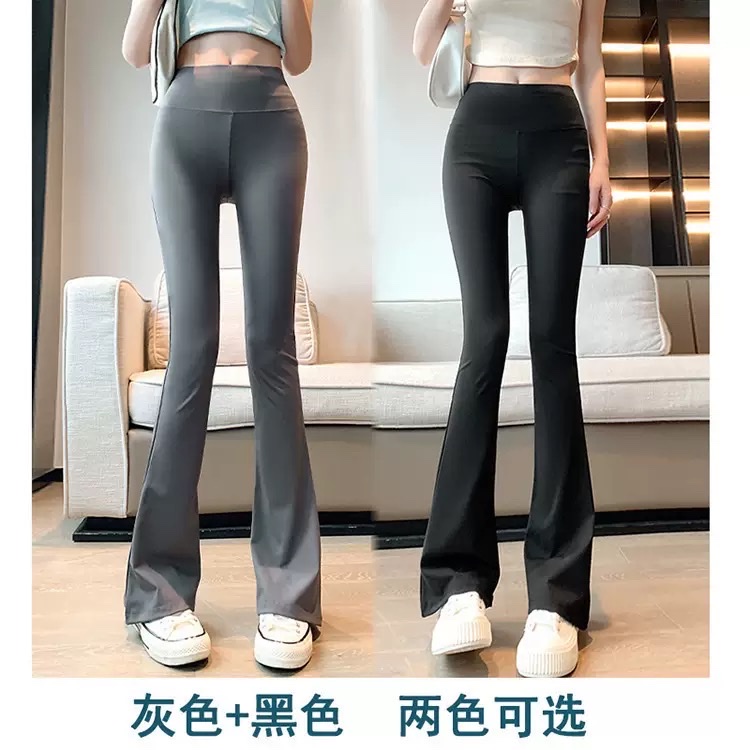 喇叭鲨鱼裤加长微喇瑜伽裤瑜伽外穿高腰大码胖MM200斤收腹微喇叭裤女收腰仙女详情图3