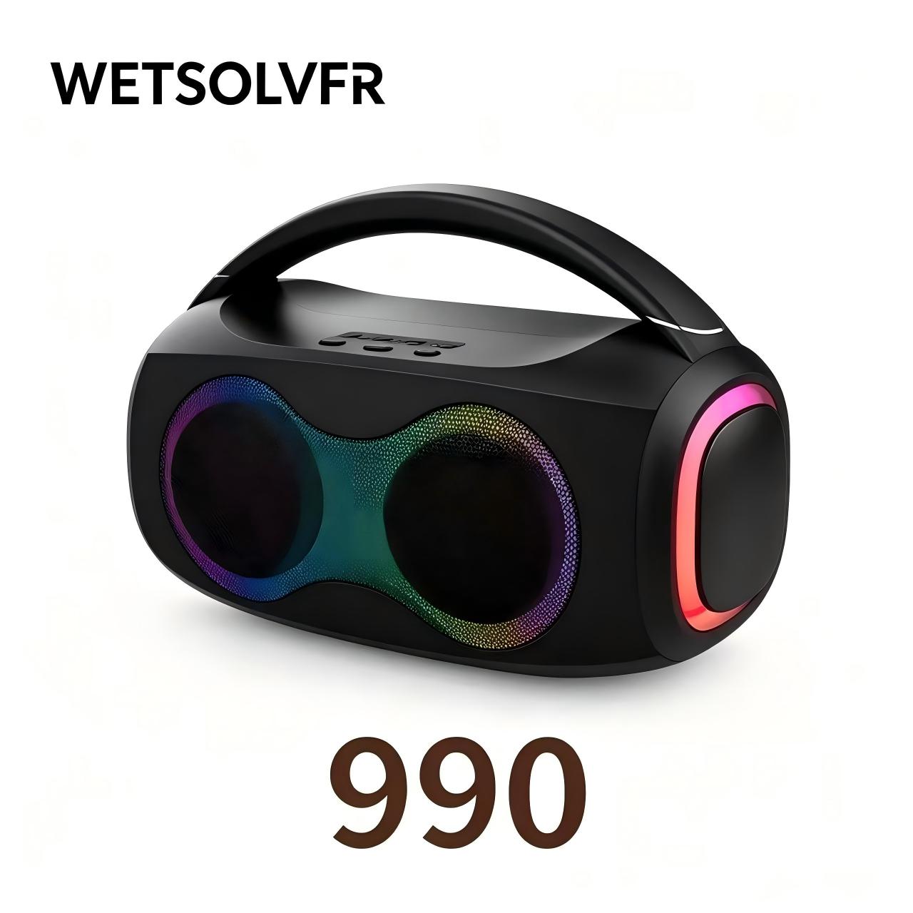 Black portable Bluetooth speaker with rainbow light effect hand-held handle Bluetooth speaker